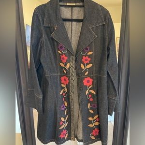 Boho Long Jean Jacket Dress Long Sleeve